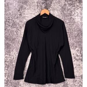 Lafayette 148 Top Large Womens Black Silk Cowl Neck Tailored Blouse